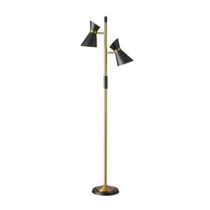 Floor lamp, matte black and gold finish, 2 X A19