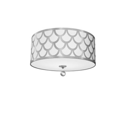 Ceiling flush mount, polished chrome and silver finish, 4 X A19